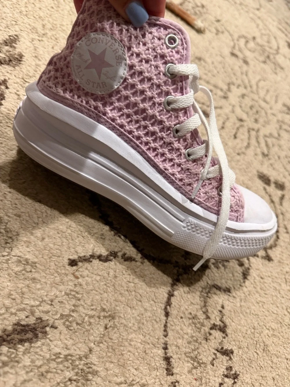 Pink High-Top converse Knit Sneakers
